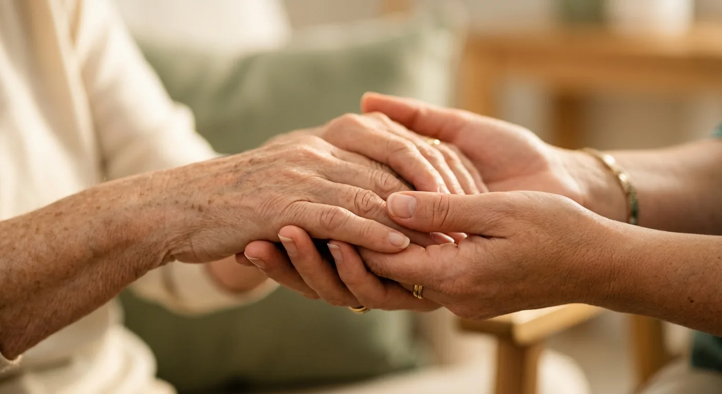 Mains bienveillantes soutenant avec tendresse les mains d'une personne âgée